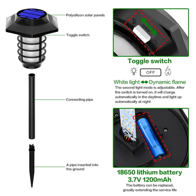 2 in 1 Solar Flame Lamp